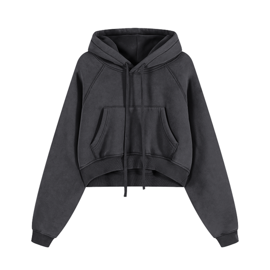 WOMENS CROPPED ZIP-THROUGH HOODIE