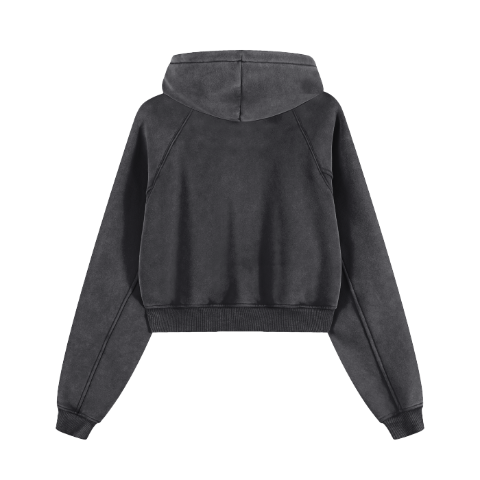 WOMENS CROPPED ZIP-THROUGH HOODIE