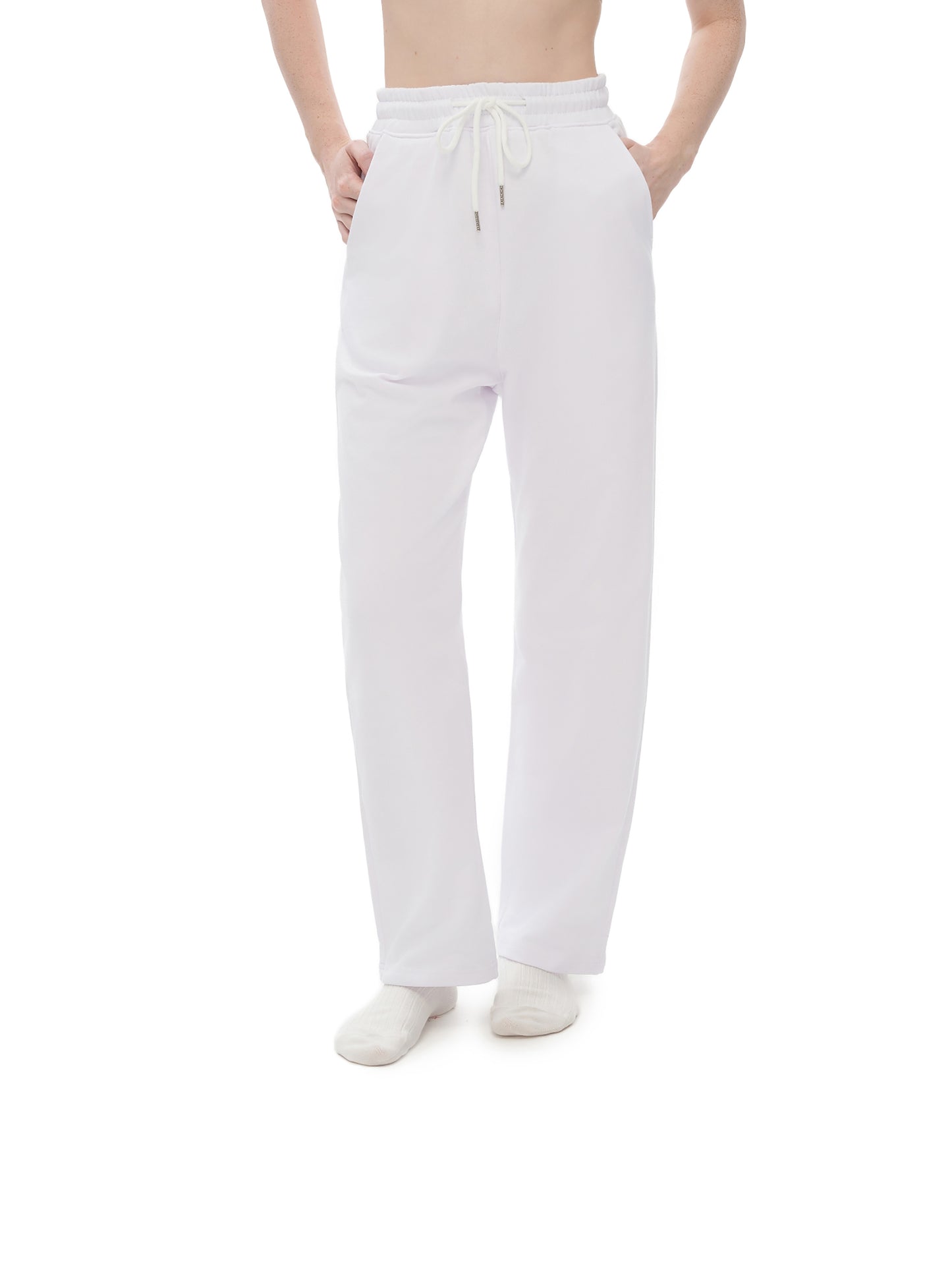 COTTON FLEECE STRAIGHT WIDE LEG JOGGER