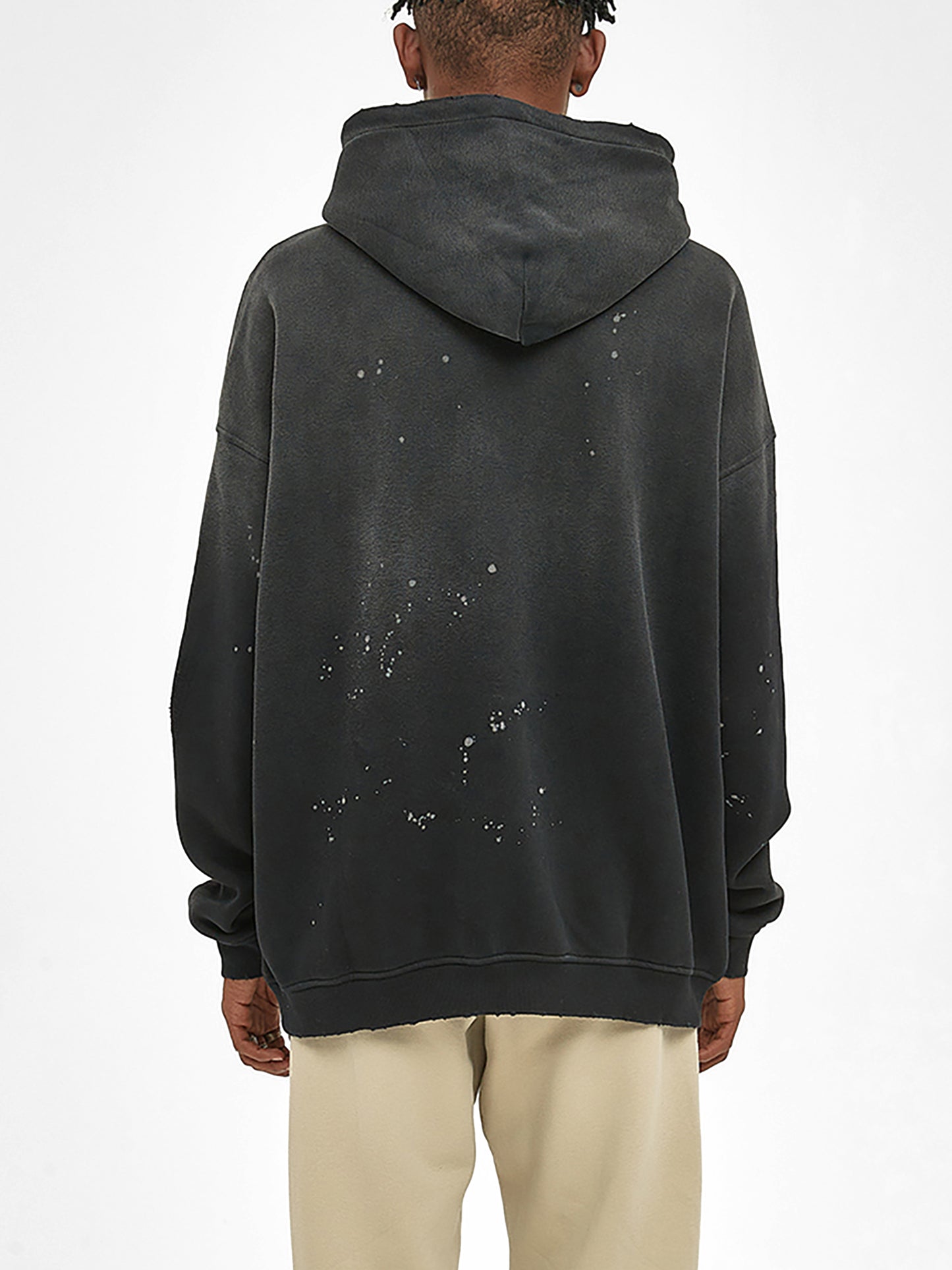 VINTAGE WASH FRAYED FLEECE HOODIE